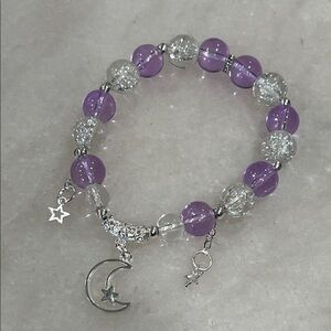 Artisan Purple and Silver Beaded Bracelet